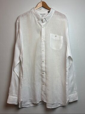 Todd Snyder Men’s Shirt XXL Lightweight White Linen Button-Down Somelos